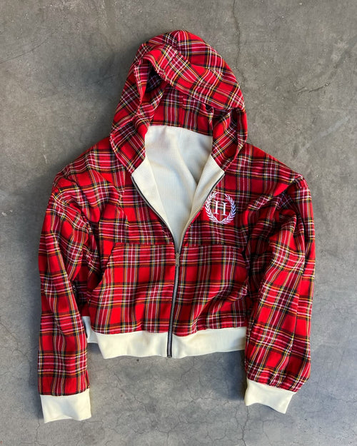Reversible plaid Thermal Zip Up