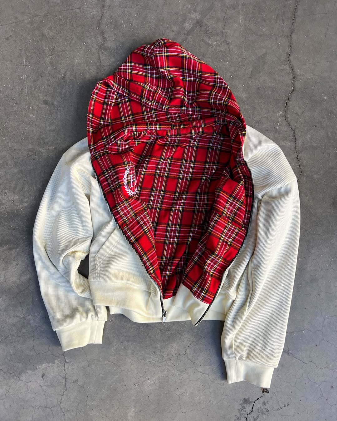 Reversible plaid Thermal Zip Up